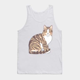 Brown and White Tabby Cat Tank Top